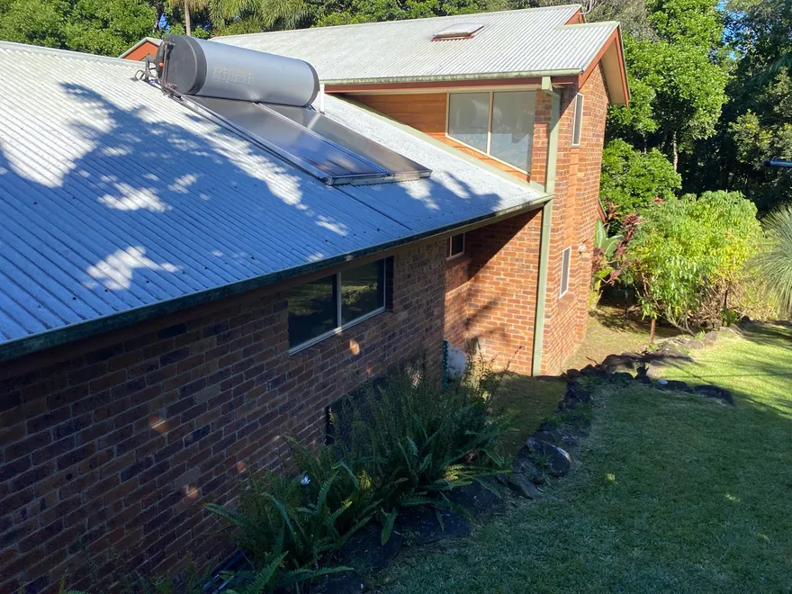 Aerial view of a roof and guttering near Casino
